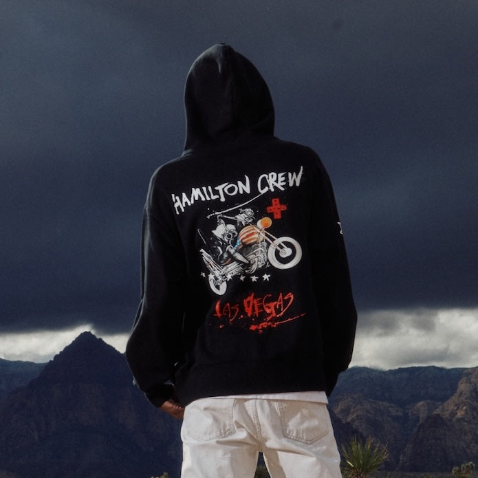 Vegas Moto Ride Zip Up Hoodie - Black – PLUS 44