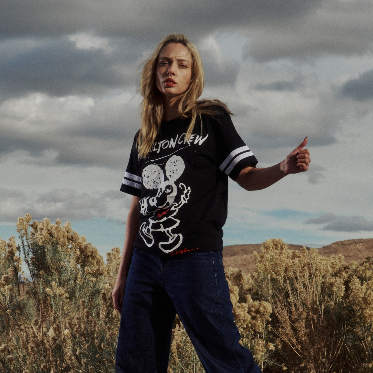 Lucky Mouse Jersey Short Sleeve Tee - Black