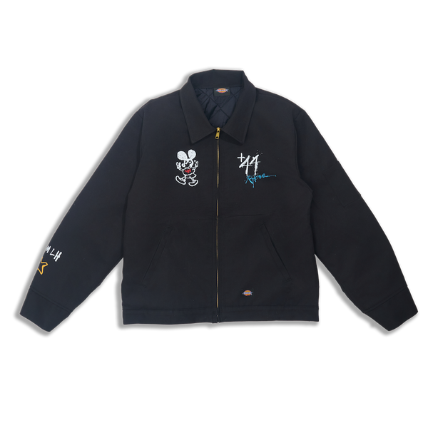 Steadman Stars Zip Up Quilted Jacket - Black